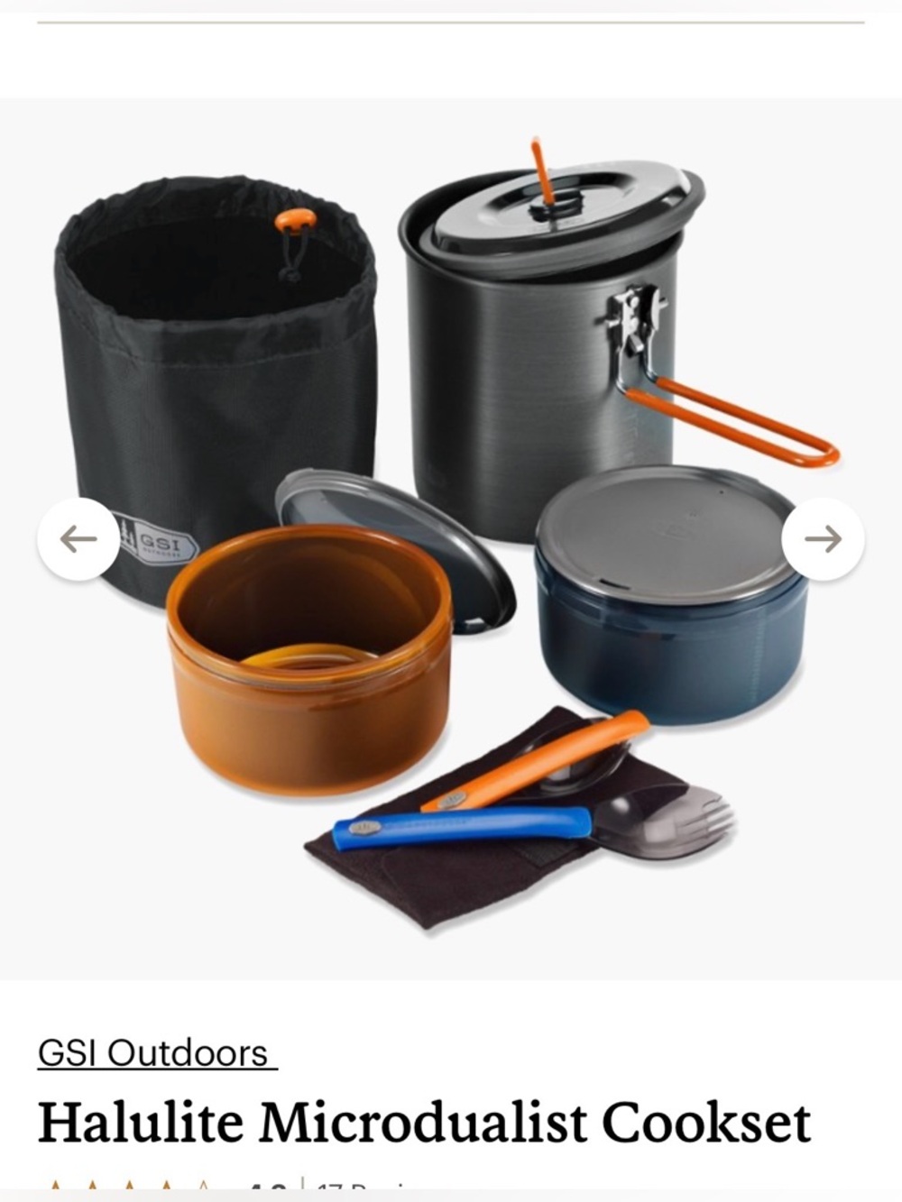 REI Halulite Microdualist Cookset - Black, Orange, Blue